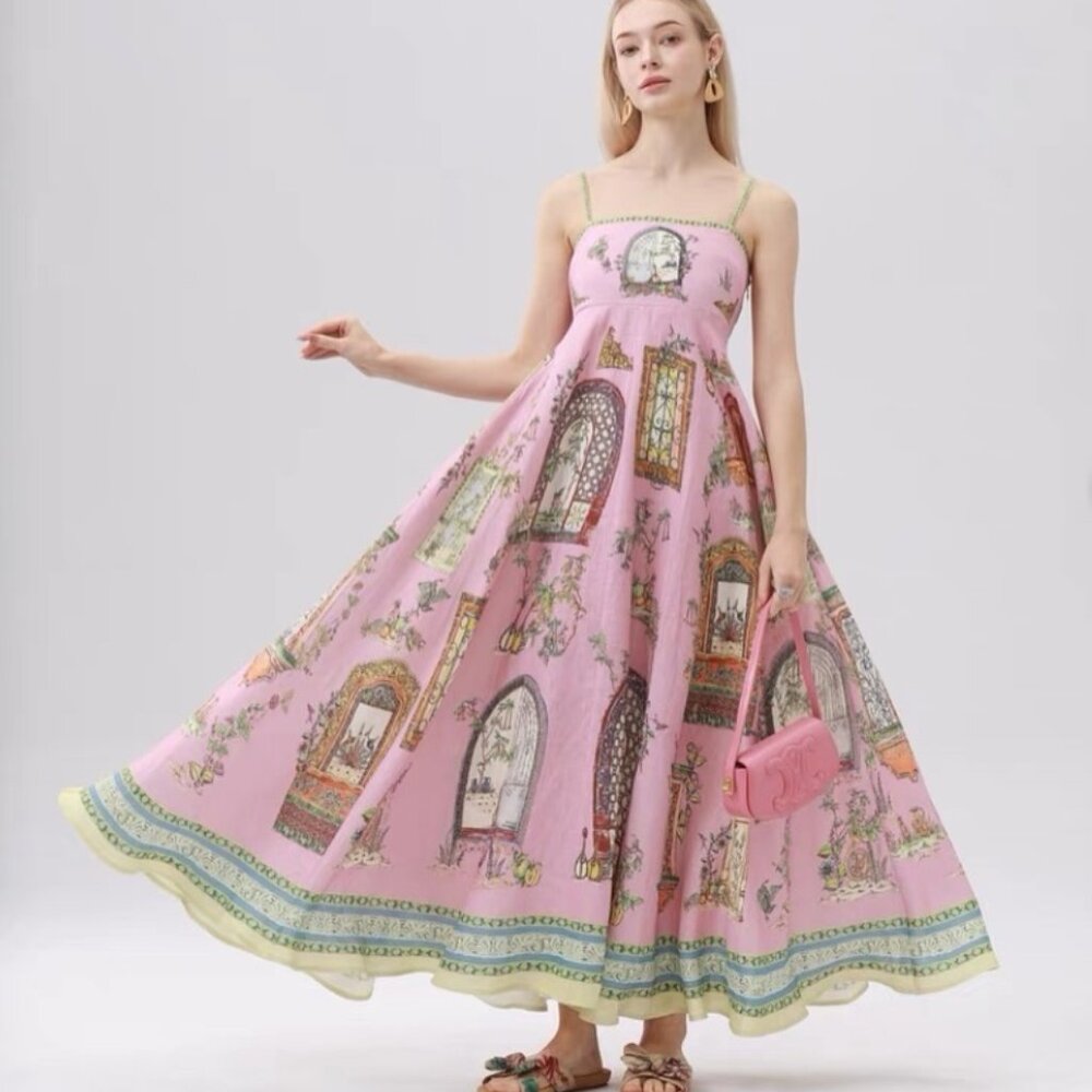 Alémais Monte Midi Linen Halter Dress